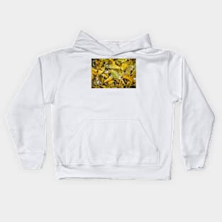 Yellow Autumn Leaves and Snow Kids Hoodie